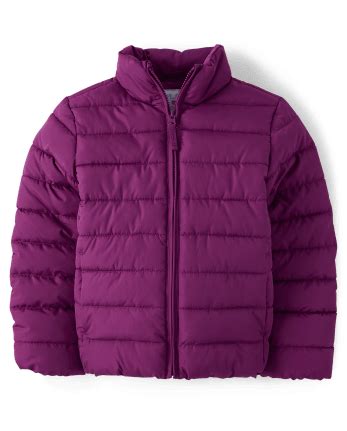 Girls Long Sleeve Puffer Jacket - BURGUNDY | The Children's Place