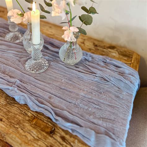 Dusty Blue Crinkled Cheesecloth Wedding Table Runner 3m By The Wedding ...