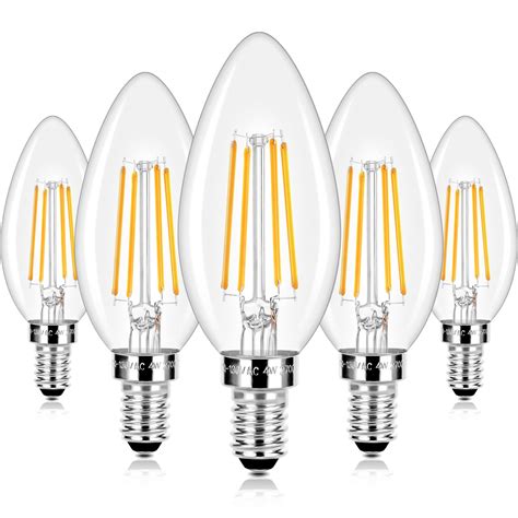 E12 LED Candelabra Bulbs 40 Watt Equivalent, 4W Vintage Candle Light ...