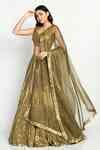 Buy Grey Organza, Crepe, Opada , Twill Floral Leaf Mahi Print Lehenga ...