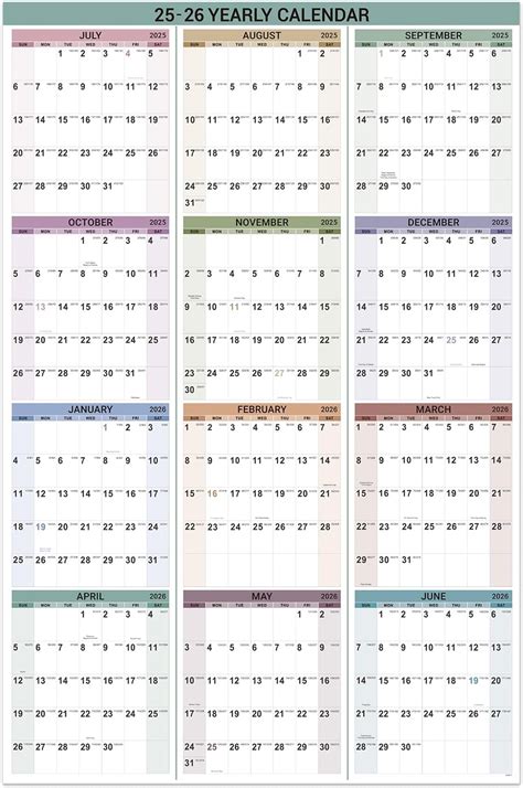 2025-2026 Yearly Wall Calendar - Jul. 2025 to Jun.2026, Wall Calendar ...