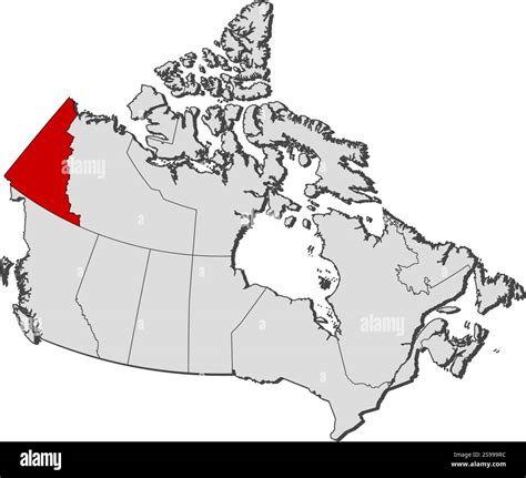 Map Of Canada With Yukon Highlighted