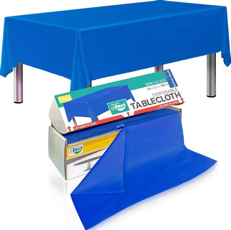 Amazon.com: Blue Tablecloth Plastic Roll 54in X 100ft with Built in ...