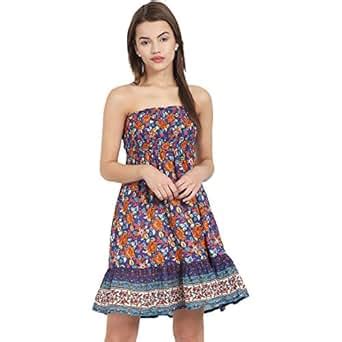 Suchos one Piece Short Sleeveless Dress for Women - Floral Print, Blue ...