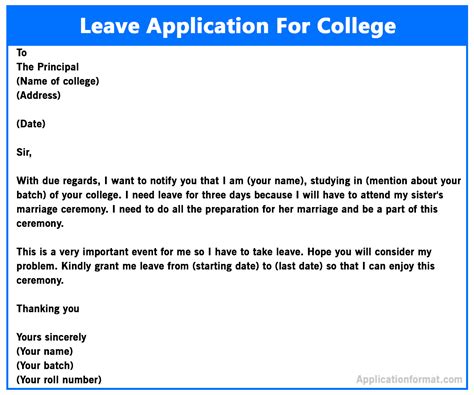 [10+] Leave Application For College