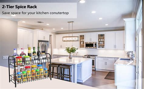 Lyrovo Metal 2 Tier Kitchen Countertop Spice Container Organizer Rack ...