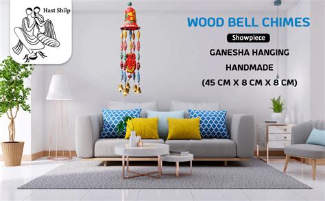 HAST SHILP Handmade Ganesha Hanging toran Wood Bell Chimes (45 cm x 8 ...
