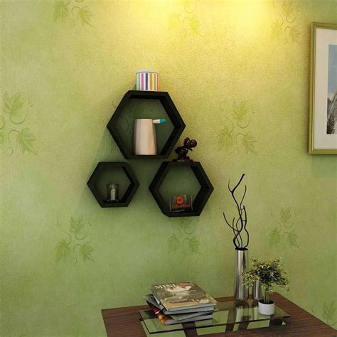 Techhark Wall Shelf, Home Décor Hexagonal Shape MDF (Medium Density ...