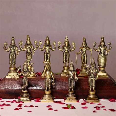 Lord Vishnu Brass Statues | 6 Inch Dash Avtaar Idol – Craftsview