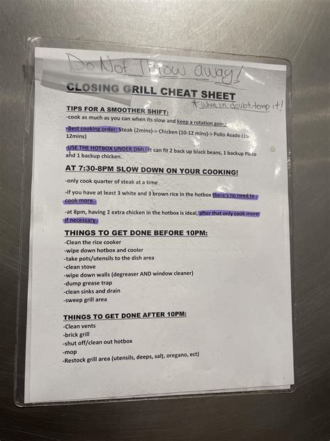 Since all my closing grill trainees have dipped maybe someone here can ...