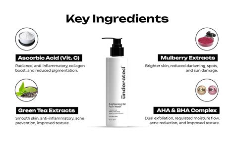 UNDERATED Brightening Gel Face Wash Powered With Vitamin C L-Ascorbic ...