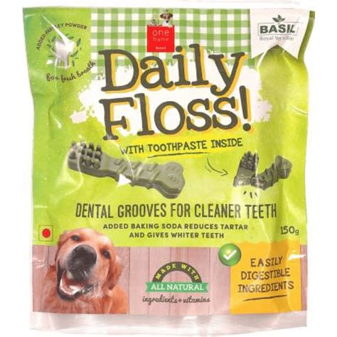 Buy Basil Daily Floss with Toothpaste Stuffing Dog Treats online at ...