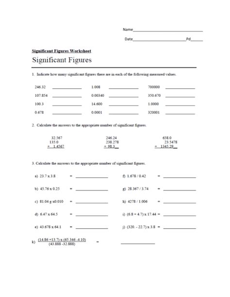 Image result for Significant Digit Practice Worksheet