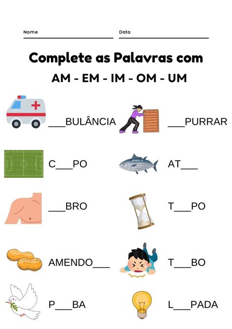 Atividades com Sílabas Complexas 1º, 2º e 3º Ano para Imprimir