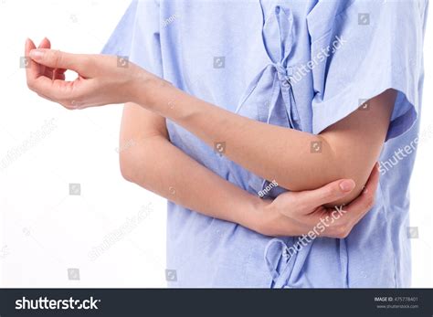 Woman Suffering From Elbow Joint Pain, Arthritis, Gout Stock Photo ...