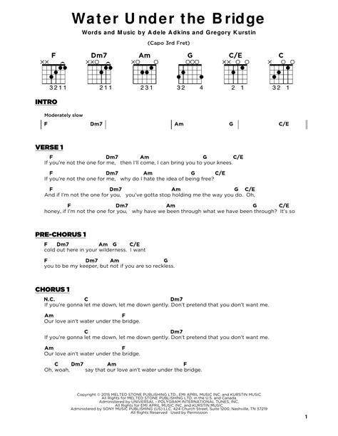 Adele "Water Under The Bridge" Sheet Music | Download Printable PDF Score. SKU 1043588