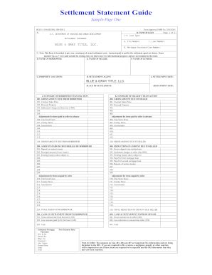 HUD-1 Settlement Statement Guide - Fill and Sign Printable Template Online