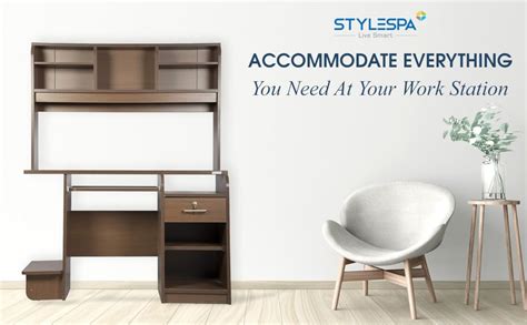 STYLESPA Midas V2 1 Drawer Computer Table with Top Unit (Pine Dusk ...