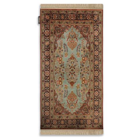 AZHAR BAIJAN Han Knotted Olive Pure Silk Rug By Aziz & Salim – Miras Crafts