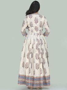 Naaz Minaz - Hand Block Printed Long Cotton Dress With Lining - DS111F ...