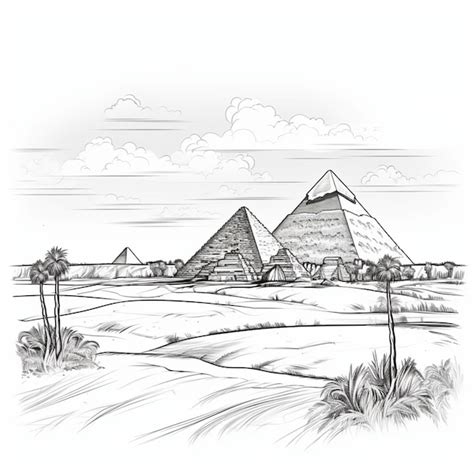 Premium Photo | Outline drawing of Pyramid to color