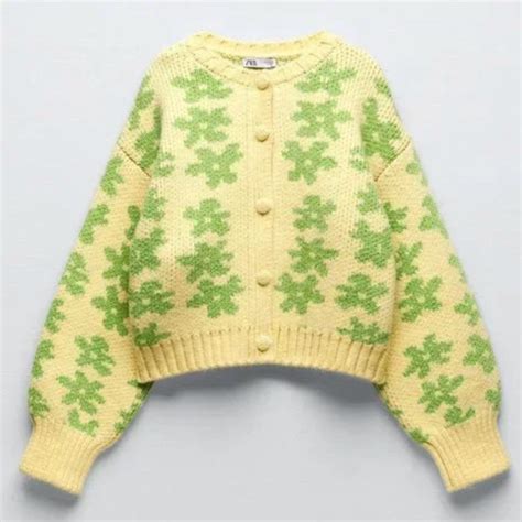 Zara Floral Jacquard Cardigan/Sweater Bought last... - Depop