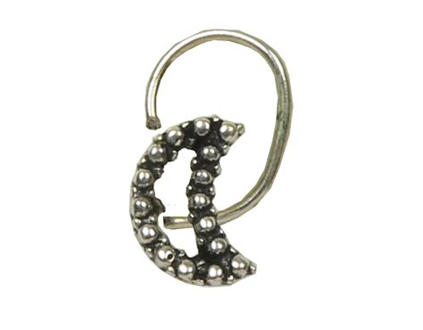 Buy Designer Crescent Moon Silver Alloy Nose Pin Studs – Abhooshan