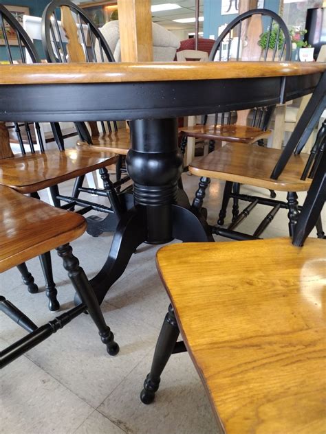 2 Tone Round Table with 6 Chairs and 1 Board | Roth & Brader Furniture