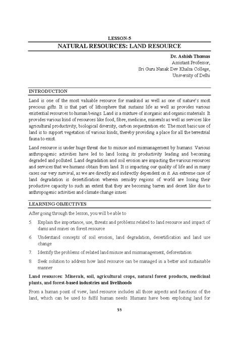 Land Resource Management: Key Insights and Challenges (GEOG 101) - Studocu