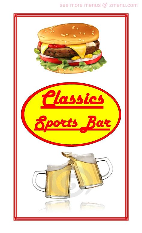Menu at Classics Sports Bar, Renton