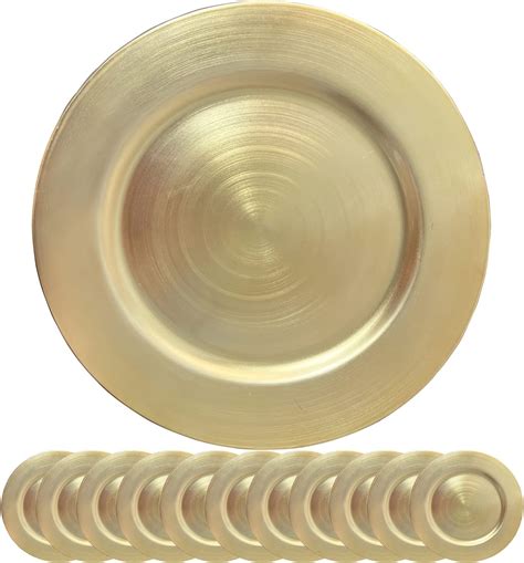 Amazon.com | Maiangel Metallic Foil Gold Charger Plates,13" Set Of 12 ...