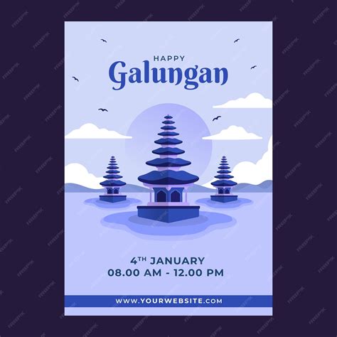 Flat vertical flyer template for galungan celebration | Free Vector