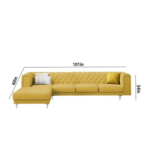 CASALIVING - Oliver LHS 6 Seater L Shape Sofa Set for Living Room (Yel