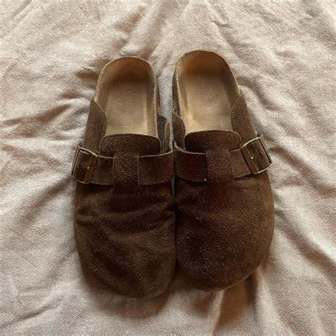 Brown suede clogs with buckle , Boston style clogs ,... - Depop