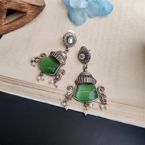 "Kashish" Silver Look Alike Oxidized Earrings – The Fiona Store