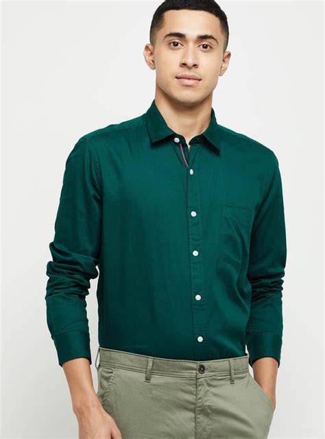 Buy Men Solid Full Sleeves Regular Fit Casual Shirt Online at just Rs ...