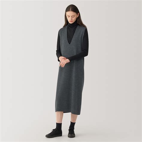 Women's double face knit dress | MUJI