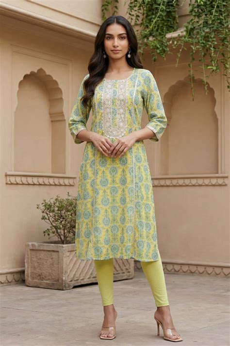 Buy Yellow Floral Printed Embellished Georgette A-Line Kurta Online for ...