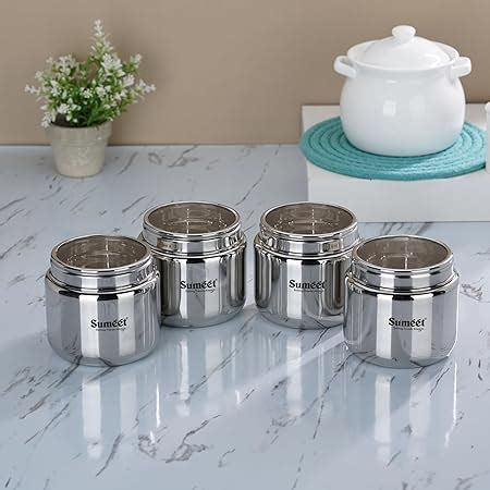 Buy Sumeet Stainless Steel Canisters/Dabba/Storage Containers for ...
