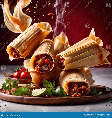 Corn Husk Wrapped Tamales, Traditional Mexican Cuisine Stock ...