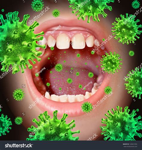 Contagious Disease Transmitting A Virus Infection With An Open Human Mouth Spreading Dangerous ...