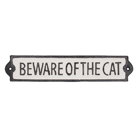 Kyltti "Beware of the cat" 26 x 5 cm - Puutarhurin Maja verkkokauppa