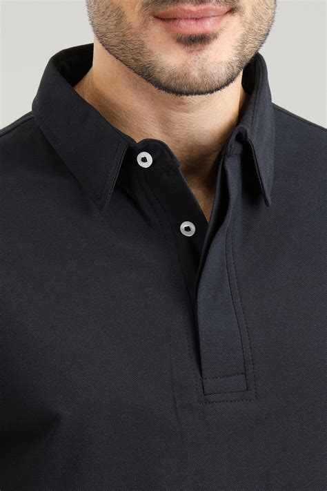 Men's Navy Blue Hidden Placket Polo T-Shirt – neofaa.com