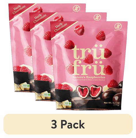(3 pack) Tru Fru Dark Chocolate Dipped Hyper Dried Real Raspberries (4. ...