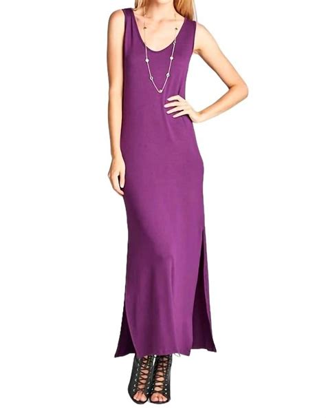 Buy Emerald Collection Dahlia Side Slit Maxi Dress In Eggplant - Beige ...