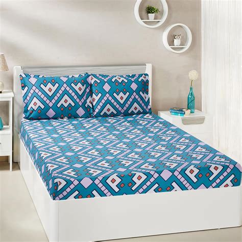 Amazon Brand - Solimo Geometric Contour 144 TC 100% Cotton Double ...