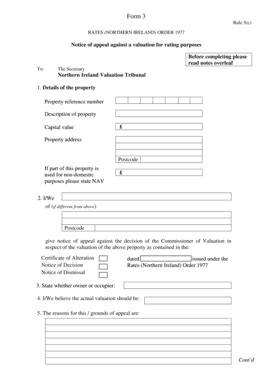 Fillable Online courtsni gov Form 3 Rule 5(c) RATES (NORTHERN IRELAND ...