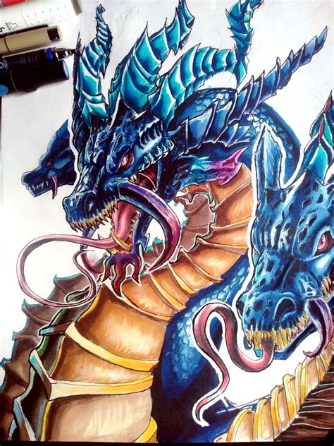 Three Headed Dragon Drawing