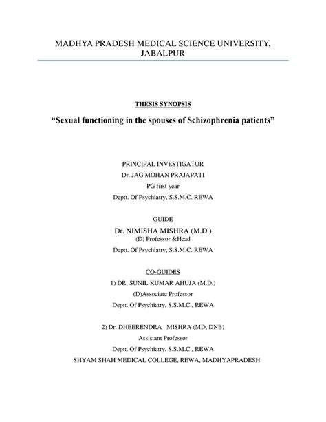 J synopsis 6 B-2 - MADHYA PRADESH MEDICAL SCIENCE UNIVERSITY, JABALPUR ...