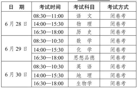 2019年佛山中考具体时间日程安排及考试日程安排表